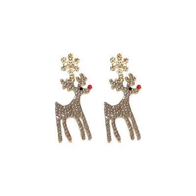Plux Fashion Rendier Oorbellen - Goud - 1,5cm/5,5cm - Dames - Heren - Goud Oorbellen - Christmas Earrings - Kerst Oorbellen - Reindeer Earrings - Steker Oorbellen - Sieraden Cadeau - Luxe Style - Kerst - Black Friday