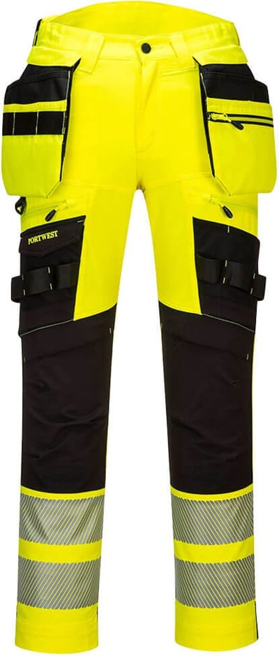 Portwest DX4-Hi-Vis broek met afneembare holsterzakken DX442 - Geel/Zwart - 28