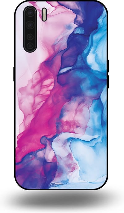 Smartphonica Telefoonhoesje Geschikt voor OPPO A91 met Roze Blauw Marmer Opdruk - TPU Backcover Case Rose Blue Marble Design geschikt voor Oppo A91