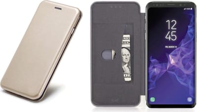 Hoesje geschikt voor Samsung Galaxy S9 - Kunstlederen Wallet Hoesje Goud met Siliconen Houder - Portemonee Hoesje