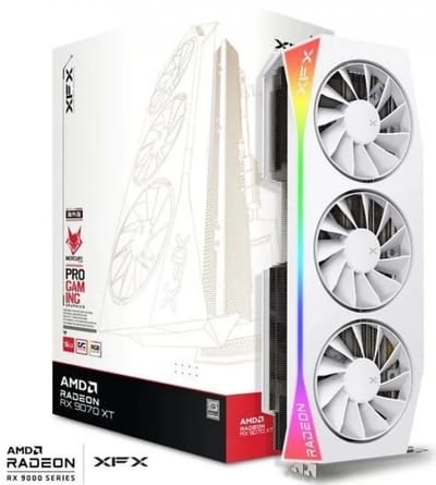 XFX Mercury AMD Radeon RX 9070 XT OC White Gaming Edition - Videokaart - 16GB - GDDR6 - PCIe 5.0 - 1x HDMI 2.1b - 3x DisplayPort 2.1a