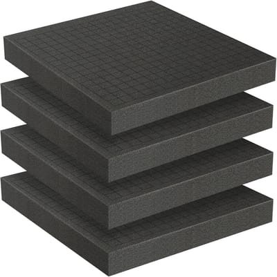 4-delige vierkante schuimkubus 30 x 30 x 5 cm, voor gereedschapskoffers, flightcases en camera-opslag, ideaal voor DIY-oplossingen en maatwerk opslag.