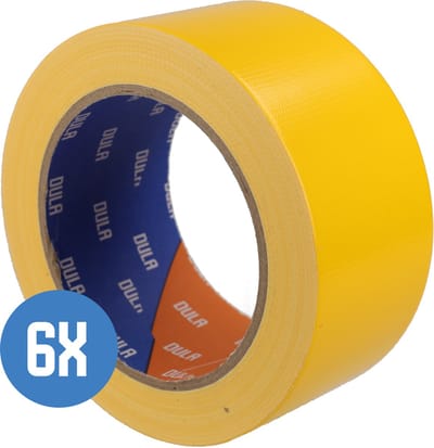 DULA Duct tape - Geel - 50 mm x 25m - 6 Rollen Ducktape - Reparatie tape