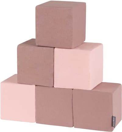 KiddyMoon Soft blokken 14cm blokjes: heather roze 6 Foam blokken speelgoed