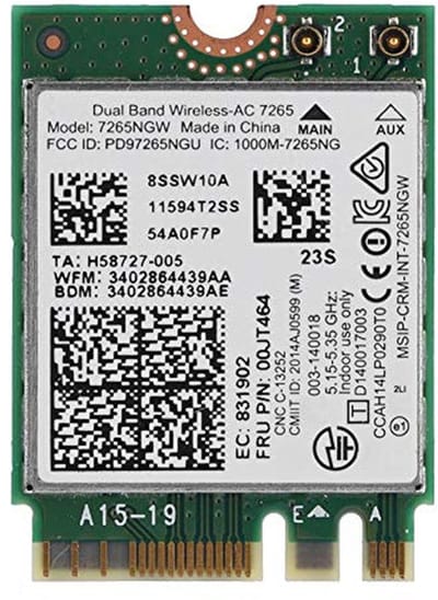 ASHATA Dual Band Wireless AC 7265, Dual Band 2.4G / 5G Dual Band Wireless NGFF WiFi kaart, Wireless 867M netwerk kaart Bluetooth Wi-Fi Card Adapter voor ThinkPad L450 L550 E450 E550 E450C enz.