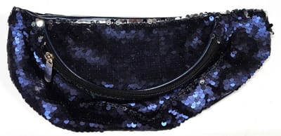 Buiktasje - Heuptasje - Pailletten - Groot - Afmeting: 30 x 11,5 x 8 cm. Donkerblauw