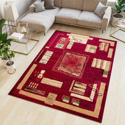 Tapiso Atlas PP Vloerkleed Rood Slaapkamer Woonkamer Tapijt Maat- 80x150