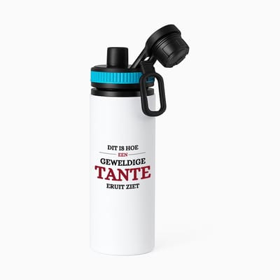 Hacebo® - geweldige tante waterfles met draaidop blauw - Tante - liefste tante - verjaardagscadeau - verjaardag - cadeau voor tante - kado - water fles - 850ML