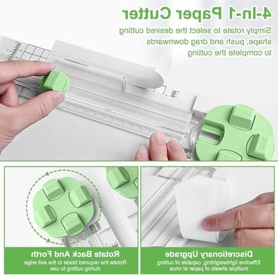 4-in-1 Papier Snijmachine met 4 Mesjes, Precisie Liniaal en Eenvoudige Bediening voor Scrapbooking en Kaarten Maken