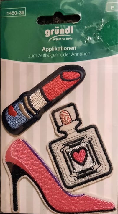 Strijk embleem applicatie Naaldhak+Parfum+Lippenstift