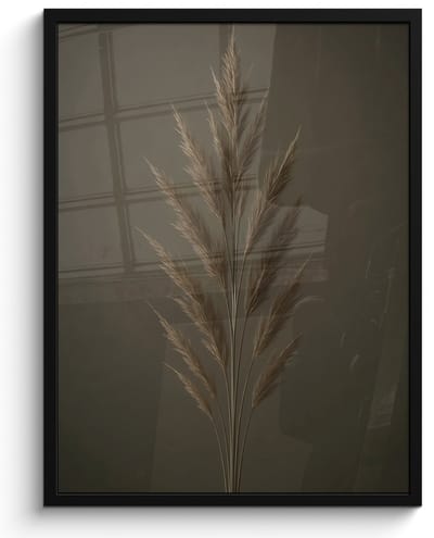 Poster in lijst - Fotolijst 60x80 cm - Posters - Tak - Pluimgras - Donkerbruin - Posterlijst zwart - Decoratie - Wanddecoratie woonkamer - Muurdecoratie slaapkamer