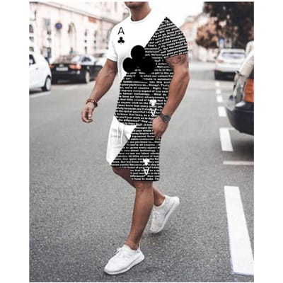 Heren Sportkleding Trend Mannen Sets 3D Gedrukt Trainingspakken Kleding Casual Shorts + T-shirts Set Zweetkostuums Zomer Trainingspak Mannen Sets 6XL white