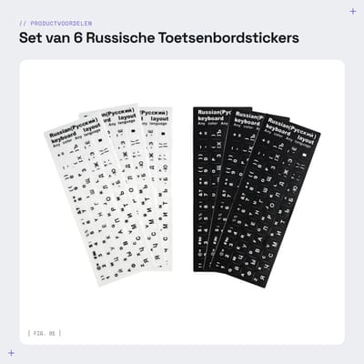 Dailygoods- Toetsenbordstickers - 6-delige Set - Russische/Cyrillische Stickers - Waterdicht - Duurzaam - Geschikt voor Standaard Toetsenborden - Toetsenbordlabels