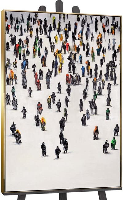 Canvas schilderij landschapsformaat handgeschilderd collectieve beweging abstract – YS-Art Gallery – Dynamische wanddecoratie voor woonkamer – Modern schilderij voor kantoor en hal
