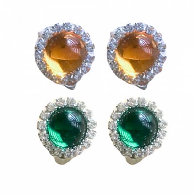 2 paar- clip oorbellen- groen- geel- geen gaatje- Charme Bijoux
