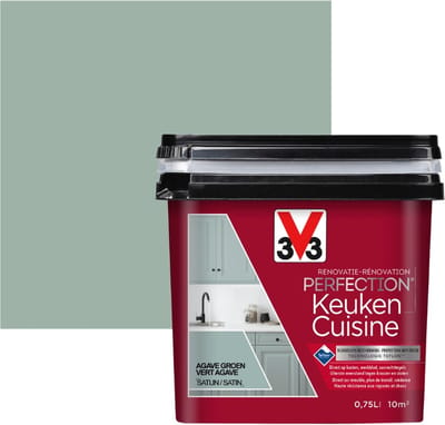 V33 Perfection Keuken - Agavegroen - 0,75 l - Zijdeglans - 12 m²/l - Afwerkingslaag