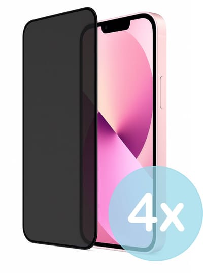 Privacy Screenprotector Geschikt voor iPhone 13 Mini – Anti-Gluren – Krasbestendig Gehard Glas 9H – Volledige Dekking – 4-Pack – FuturiQ