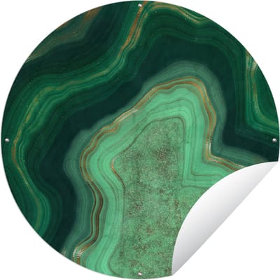 Tuincirkel Goud - Agaat - Marmer - Edelsteen - 60x60 cm - Ronde Tuinposter - Buiten