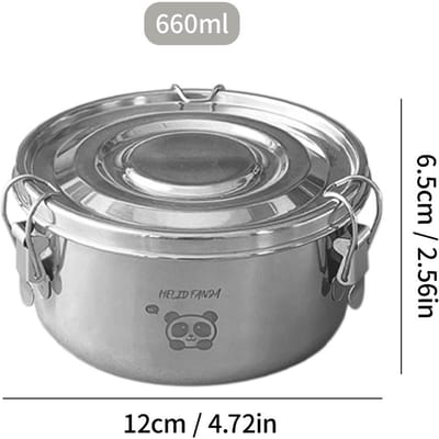 WORTHBUY Draagbare Ronde Lunchbox Met Deksel 304 Roestvrij Staal Voedselopbergcontainer Lekdichte Bento Box Voor Kamperen Picknick