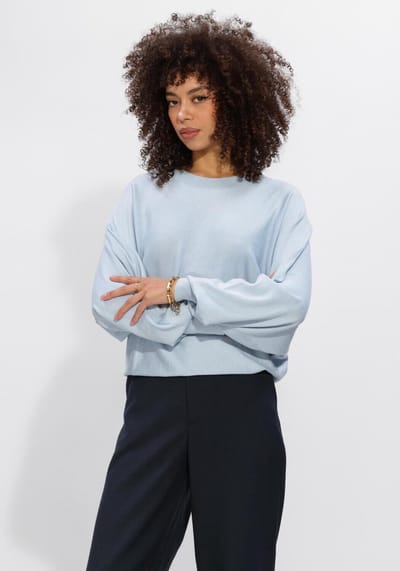 Minus Msdana Bat Sleeve Knit Pullover Truien & vesten Dames - Sweater - Hoodie - Vest- Lichtblauw - Maat M