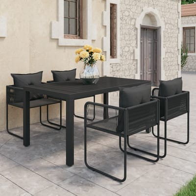 vidaXL - 5-delige - Tuinset - PVC-rattan - zwart