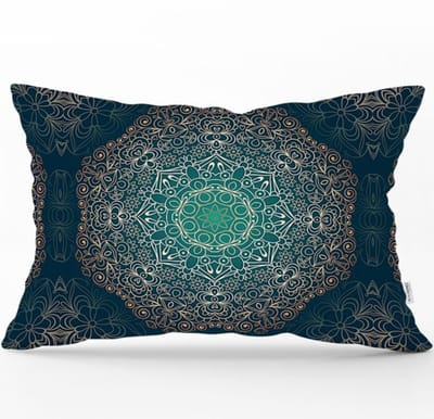 De Groen Home HARMONIE - Velvet Bedrukt Kussenhoesjes 40x60 - Gold Mandala - Fluweel kussensloop - Aan beide zijdig bedrukt