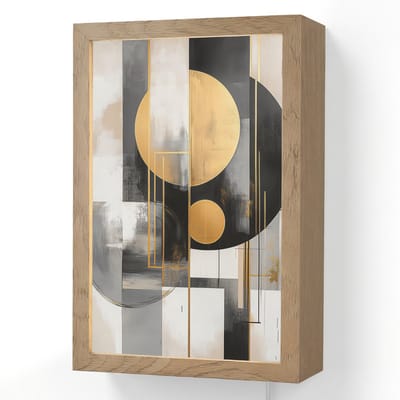 Wandlamp 20x30 cm - Oplaadbaar - Abstract - Goud - Zilver - Vormen - Aesthetic - Modern - Wandlampen binnen woonkamer - Slaapkamer lamp met kabel - Decoratieve nachtlamp - Vloerlamp snoer