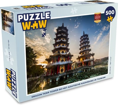 Puzzel Dragon Tiger Tower bij het Aziatische Kaohsiung in Taiwan - Legpuzzel - Puzzel 500 stukjes