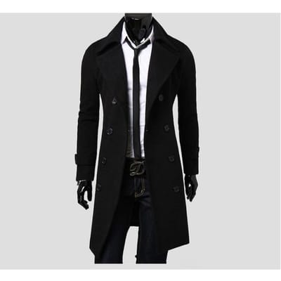 Heren wollen trenchcoat met dubbele rij knopen, middellang, slank, casual wollen jas 4XL