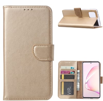 Hoesje Geschikt Voor Samsung Galaxy Note 10 Lite Hoesje met Pasjeshouder - Goud