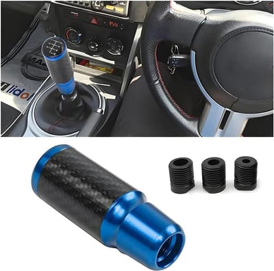 Versnellingspook Auto - Schakelknop Hendel - Voertuig Interieur - Aluminium Koolstofvezel - 90mm Lengte - Blauw