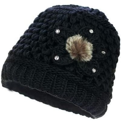Chapeau chaud d'hiver pour personnes âgées avec chapeau tricoté en velours one size