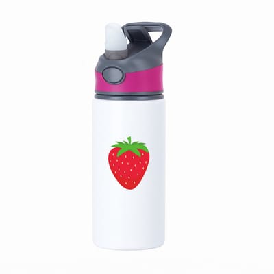 Hacebo® - Aardbeien waterfles met rietje roze - Fruitschaal - Fruit liefhebbers - Aardbei - vrucht - gezond eten - fruit - water fles - 650ML