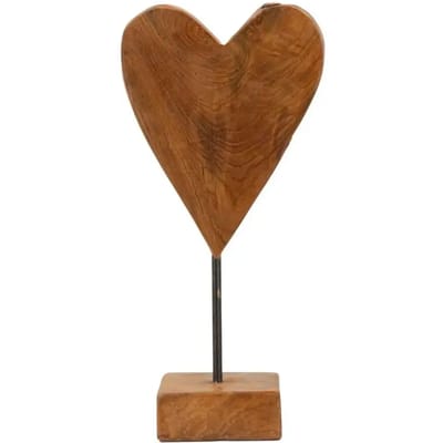 Decoratie Heart Sculpture Teak 15×10×35 cm