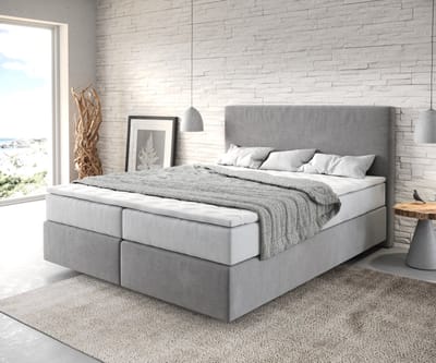 Boxspringbed Dream-Well Microvezel Grijs 160x200 cm met TFK Matras en Visco Topper