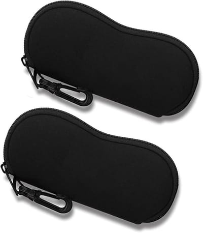 2 stuks brillenetui - zonnebril-organizer met praktische ritssluiting en riemclip, slank design, geschikt voor elke bril (zwart)
