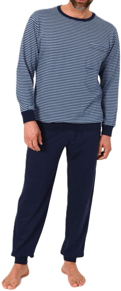 Normann herenpyjama lang met manchetten in een fijn gestreepte look - ook in grote maten