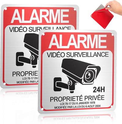 Set van 2 Videobewakingsborden voor Binnen en Buiten - 15 x 15 cm, Waterdicht, Met Sticker en Voorgeboorde Gaten