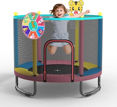 Kinder Trampoline - Binnenshuis Speeltoestel - Actieve Spelletjes - Inclusief Basketbal - 140 cm Diameter - Veelkleurig