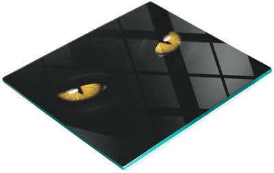 Multifunctionele decoratieve snijplank van gehard glas met kattenoogmotief, 60x52 cm