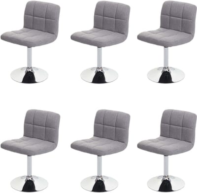 Set van 6 Kavala eetkamerstoelen, keukenstoelen, stof/textiel, verchroomd, draaibaar, MVG-gecertificeerd ~ lichtgrijs
