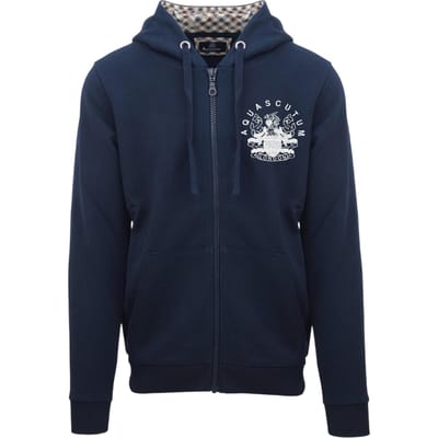 Aquascutum Heren Relaxed Fit Full Zip Hoodie (Marine)
