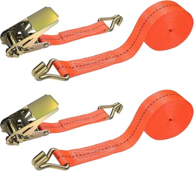 Set van 2 ratelspanbanden met haken 5×2,5 cm - robuust - voor ladingtransport motorfietsen en aanhangers