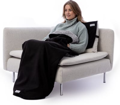 Belieff Cozy Deken (M) – Dikke Warmte Deken Fleece – Voetenzak Volwassene - Fleece Plaid – Fleece Deken - Warmtedeken – Warmte Deken Elektrisch Voor Op De Bank (Exclusief Heating Systeem) - Zwart