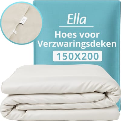 Hoes voor de verzwaringsdeken van Ella 150 x 200 CM - 7 KG & 9 KG - Overtrek Hoes van 100% katoen - Organisch Wit