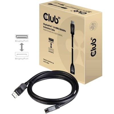 club3D DisplayPort Verlengkabel DisplayPort-stekker, DisplayPort-bus 2.00 m Zwart CAC-1022 DisplayPort-kabel