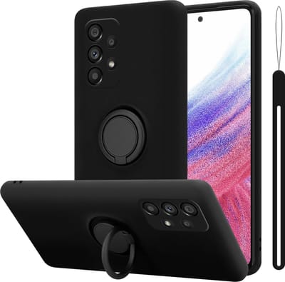 Cadorabo Hoesje geschikt voor Samsung Galaxy A53 5G in LIQUID ZWART - Beschermhoes van flexibel TPU silicone Case Cover met ring
