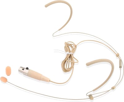 PYLE-PRO Dual Over-Ear Headset Microfoon - Professionele Omnidirectionele Condensator Microfoon - Inclusief 4-Pin Mini XLR, 1,19 m Kabel en Windscherm - Pro Audio voor Presentaties, Beige