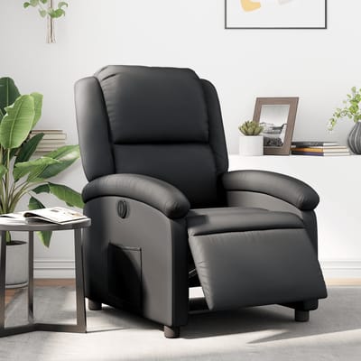 vidaXL - Fauteuil - elektrisch - verstelbaar - echt - leer - zwart