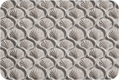 Badmat 90x60 cm - Antislip - Zand - Schelpenvorm - Grijs - Badmatten voor badkamer - Badkamermat - Douchemat - Badkamer mat